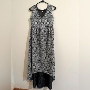 Flirty pink maternity high-low print dress